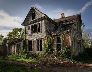 a dilapidated house in disrepair