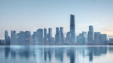 Cityscape with Digital Overlay