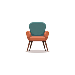 Cozy Teal and Coral Armchair  Flat Vector Illustration