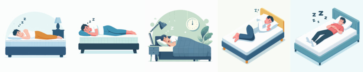 vector of a man sleeping in the bedroom