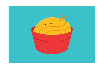 Cup Noodle Sleeping in Blanket of Noodles