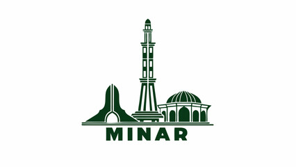 Striking Minar-e-Pakistan outline vector, ideal for tourism campaigns and heritage presentations