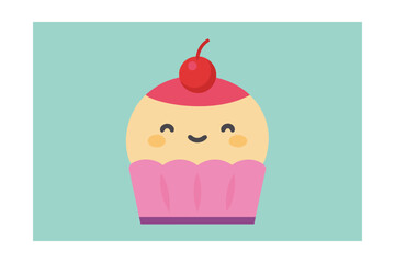 Cupcake with Cherry Hat and Blushing Cheeks