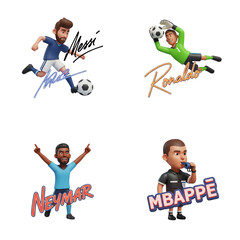 Fototapeta premium Cartoon football players celebrating and playing