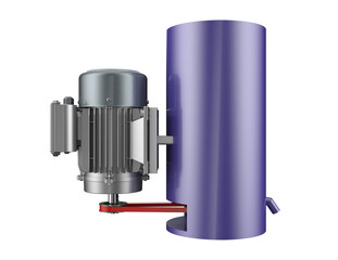 Industrial Spinner Dryer 3D Render: High-Efficiency Centrifugal Dewatering Machine for Material Processing. Isolated on Transparent Background, Ideal for Manufacturing and Waste Treatment Applications