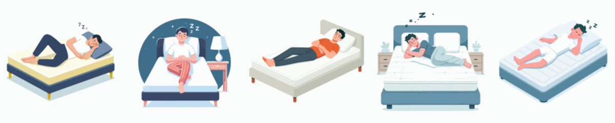 vector of a man sleeping in the bedroom