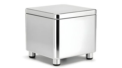 Metal bank safe vault on copy space isolated white background