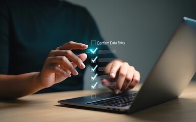 Checking off tasks on a digital list confirmation data entry