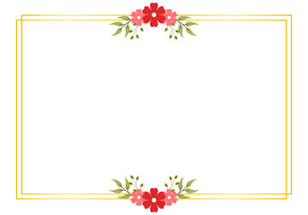 Charming Flat Red Floral Frame for Wedding Announcements, and Thank You Cards