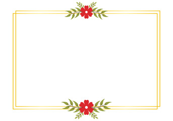 Romantic Flat Red Floral Border Design for Elegant Wedding Invitations, and Bridal Stationery