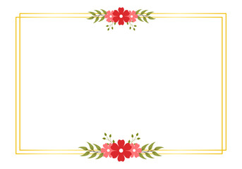 Minimalist Flat Red Floral Frame for Wedding Invitations, RSVP Cards, and Save the Date Templates