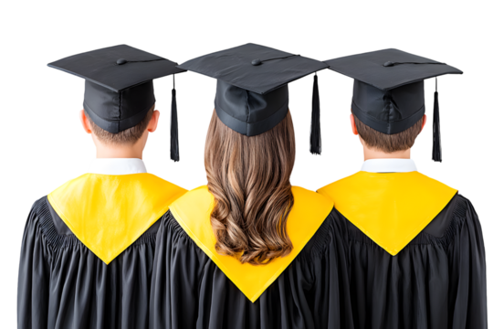 Back View Group of University Graduates Wearing Academic Dress Attending Ceremony. Ai Generated Images