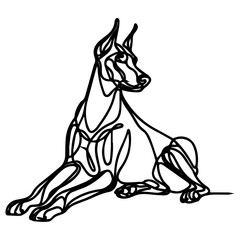 Doberman Pinscher Continuous Line Art