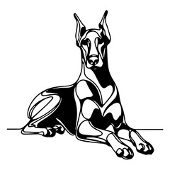 Doberman Pinscher Continuous Line Art