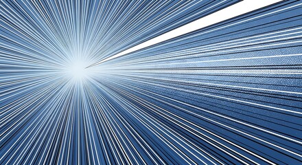 Fototapeta premium Abstract Blue Radiating Lines Speed Burst Background