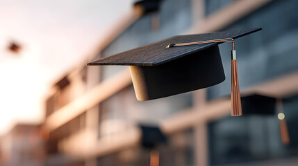 Elegant Minimalist Graduation Cap with Tassel Close Up Still Life. Ai Generated Images