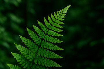 Fern Leaf's Intricate Artistry: Close-up captures a single fern leaf's delicate detail. The interplay of light and shadow creates an exquisite image, perfect for nature lovers.