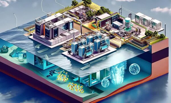 &ldquo;Modular DAC Plant Blueprint &ndash; Carbon Capture Isometric 4K&rdquo;