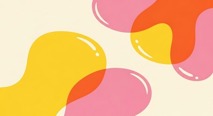 Abstract Composition of Overlapping Organic Shapes in Vibrant Colors