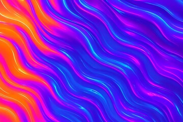 Obraz premium A striking abstract background featuring fluid, wavy lines in a dynamic and vibrant color palette of neon orange, pink, and glowing blue, creating a mesmerizing modern texture