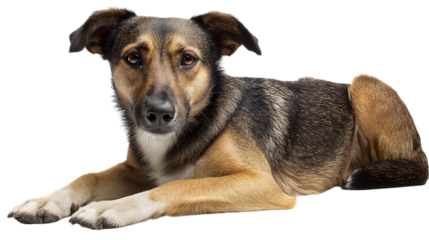 Portrait of a Cute, Relaxed Dog on transparent background