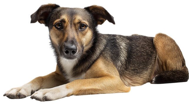 Portrait of a Cute, Relaxed Dog on transparent background