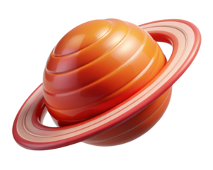 3d of saturnlike planet orange tones and detailed rings 3d illustration isolated on transparent background