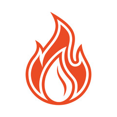 Bold Stylized Flame Icon with White Accents and Layered Orange Design for Heat and Energy Concepts