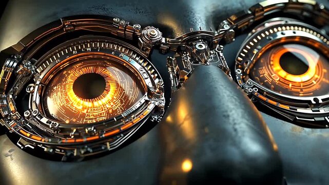Close-up of a mechanical eye.