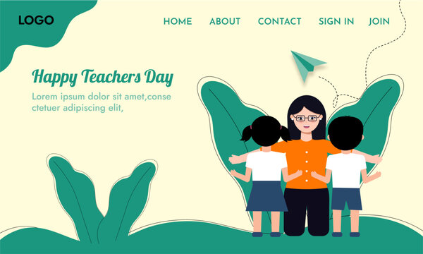 Happy Teachers Day website header, hero page, banner or poster design. Vector Illustration.