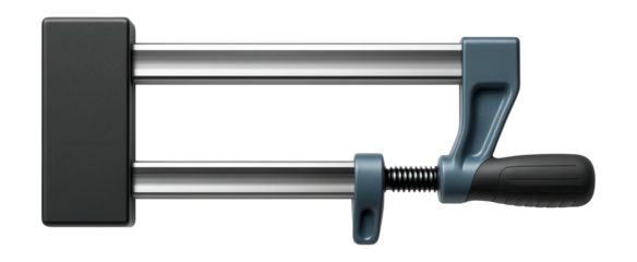 Parallel clamp with a dual-bar system and a large clamping surface for a professional workshop.