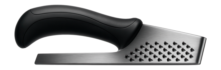 Ergonomic drywall rasp with a curved, textured grip for comfortable handling during extended use.