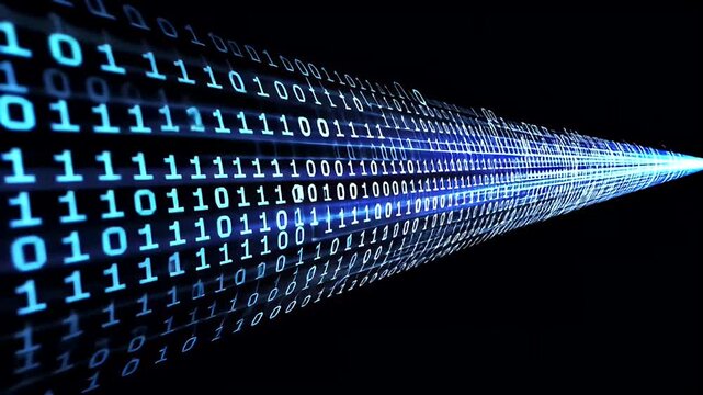 Binary code stream in motion