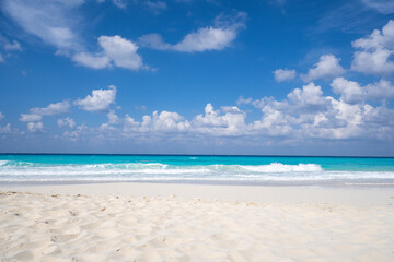 tropical beach with blue sky