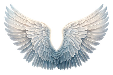Fototapeta premium Stunning white angel wings with smooth texture and layered design isolated on AI generated by PNG