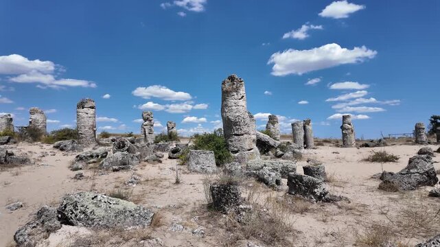 Summer view of rock formation Pobiti Kamani (Upright Stones), Varna region, Bulgaria