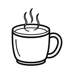 Hot coffee mug with steam isolated on white background