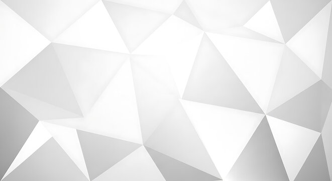 Abstract white geometric background with subtle gradients and triangular facets