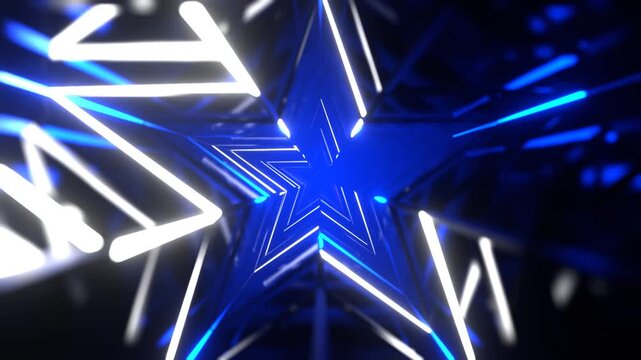 Blue Red and White Fantastic Corridor With Abstract Neon Light Background VJ Loop in 4K