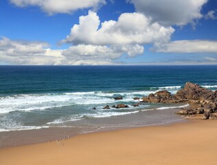 Moroccan landscape. Perfect beach near Mirleft, Morocco.