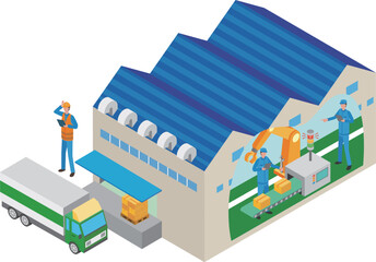 工場で働く人々