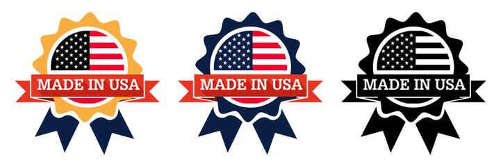 Made in USA Ribbon Seal Labels with American Flag for Product Packaging and Branding