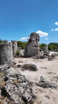 Summer view of rock formation Pobiti Kamani (Upright Stones), Varna region, Bulgaria