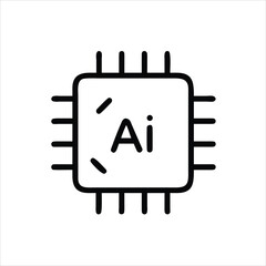 AI  artificial intelligent  information technology Computer chip outline vector 