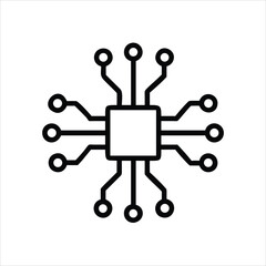 AI  artificial intelligent  information technology Computer chip outline vector 
