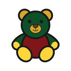 teddy bear with black outline on white background