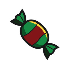 wrapped candy with black outline on white background