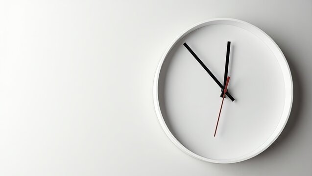 Simple white clock against a plain background.