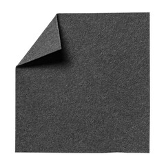 Black isolated cut out blank paper note cardboard with folded corner dog-ear earmark and copy space for text, transparent png background design element