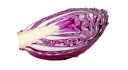 Fototapeta premium Fresh red cabbage slice isolated on transparent background a healthy and vibrant vegetable, perfect for salads and dishes with its purple leaves and nutritional benefits